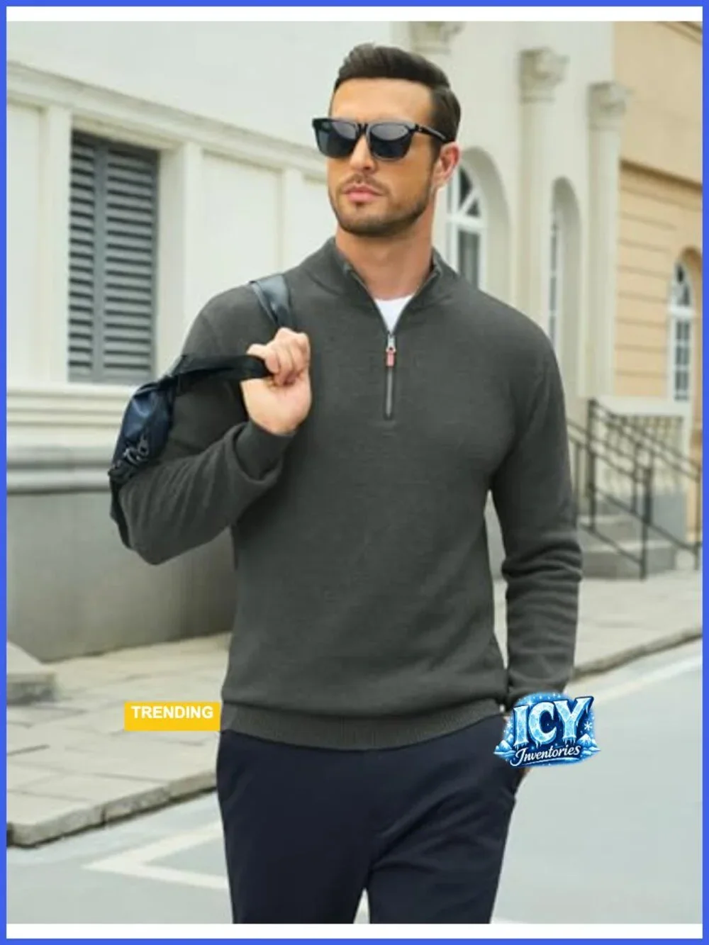 Quarter Zip Pullover Mock Neck Sweater Long Sleeve Warm Fall Winter Lightweight
